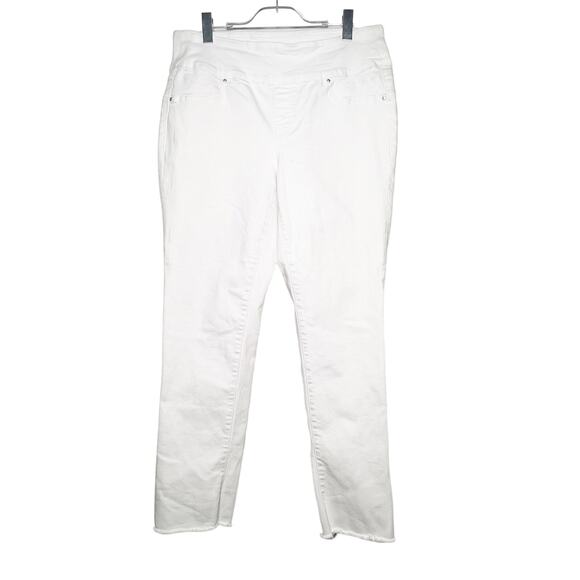 SEVEN7 High Rise Slim Straight Jeans Tummy Toner Raw Hem White Denim Size 14W - Picture 1 of 11